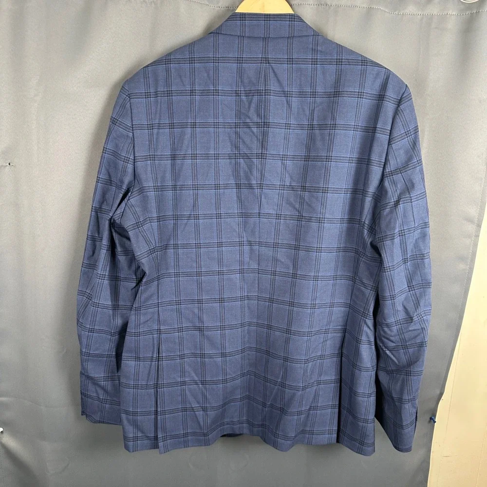Van Heusen Flex Slim Fit Blue Plaid Blazer Sport Coat Mens 42R PO 4900100945